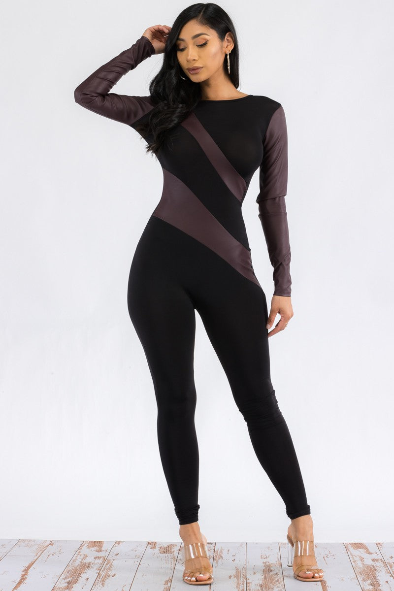 HH658X-FL - LONG SLEEVE BODYCON CATSUIT