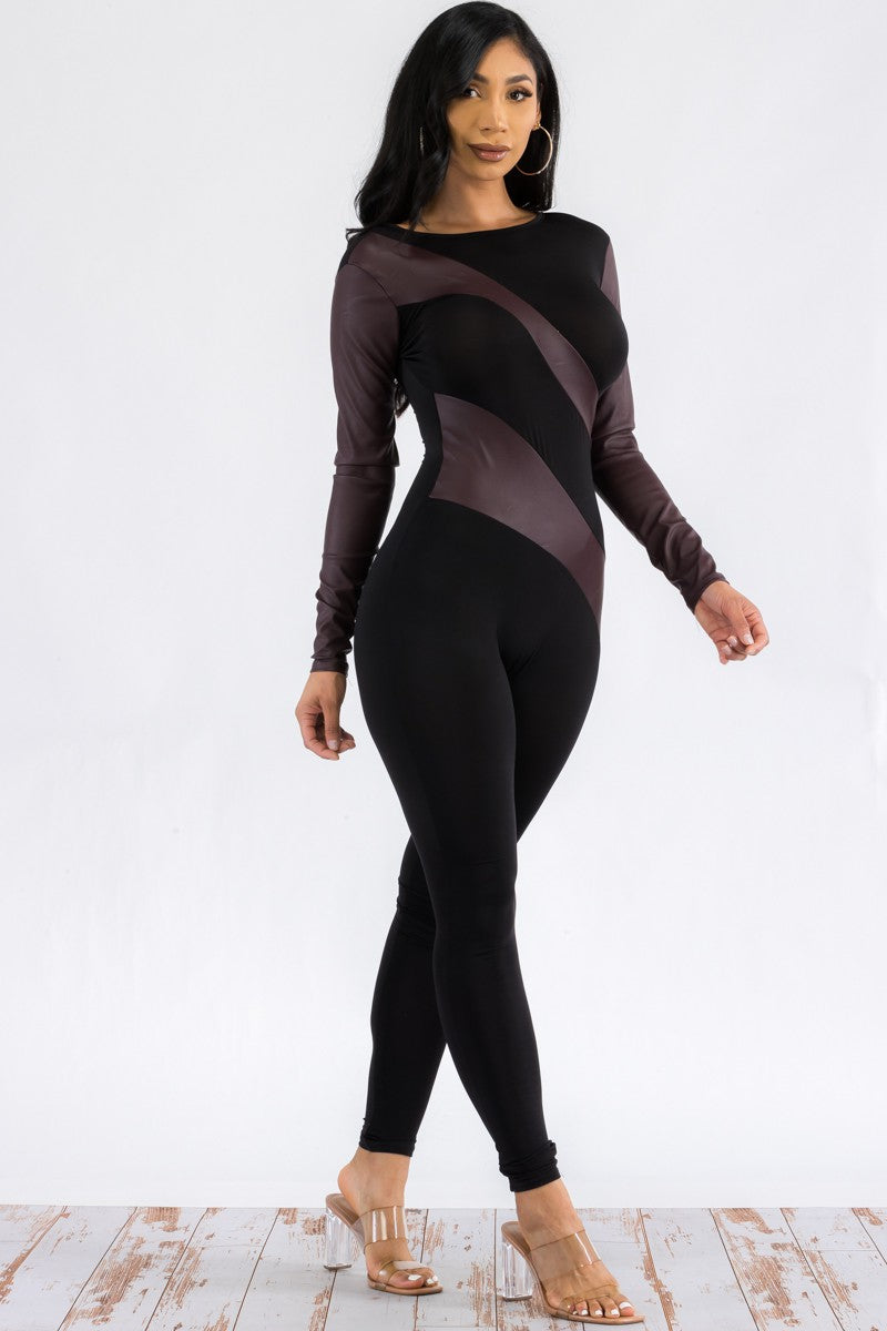 HH658X-FL - LONG SLEEVE BODYCON CATSUIT