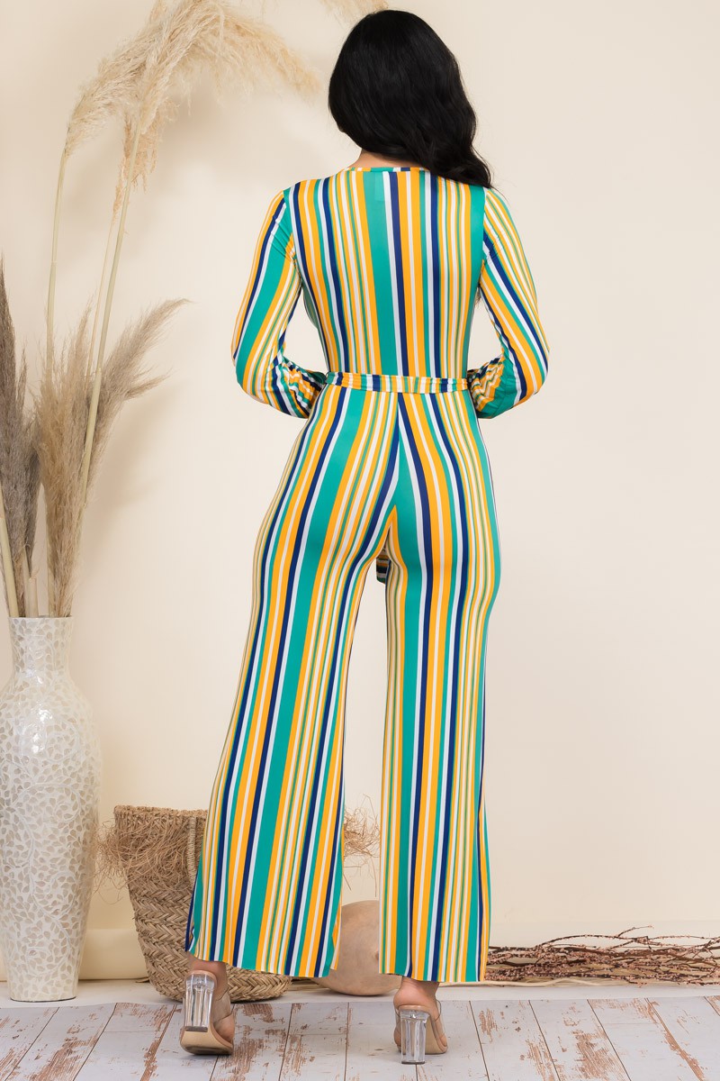 J-4903 - STRIPED LONG SLEEVE JUMPSUIT