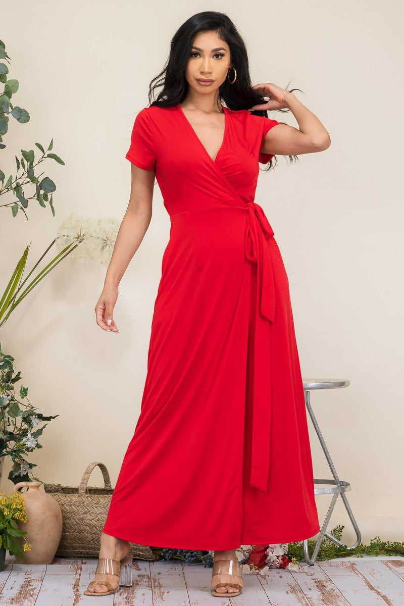 HH548X1-SL PLUS SIZE SHORT SLEEVE MAXI DRESS