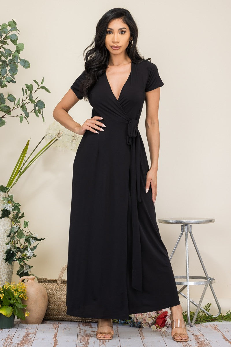 HH548X1-SL PLUS SIZE SHORT SLEEVE MAXI DRESS