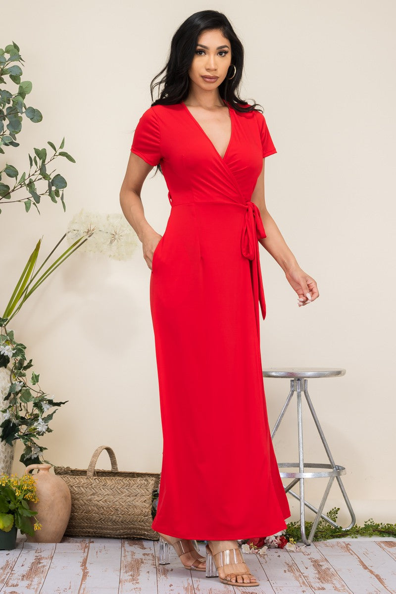 HH548X1-SL PLUS SIZE SHORT SLEEVE MAXI DRESS
