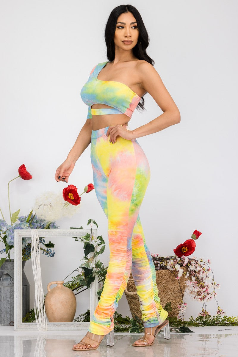 AST-10529 - TIE DYE 2PC TOP AND PANT SET