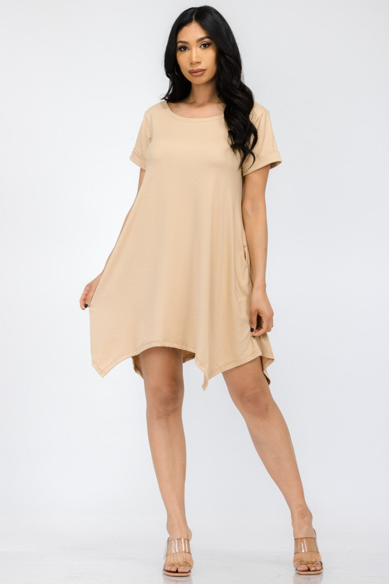 HH661X-SOL - TUNIC HANDKERCHIEF DRESS