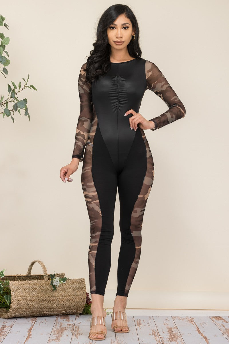 HH632R-AST - FAUX LEATHER JUMPSUIT