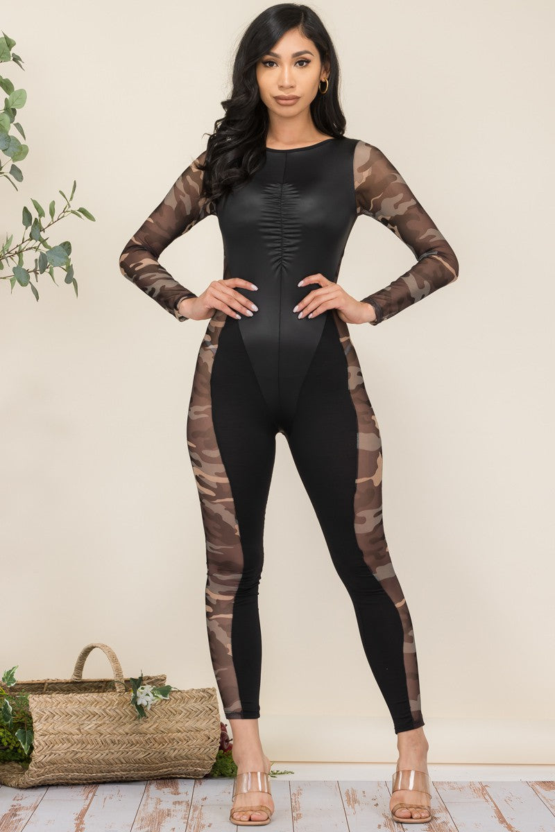 HH632X-AST - FAUX LEATHER JUMPSUIT