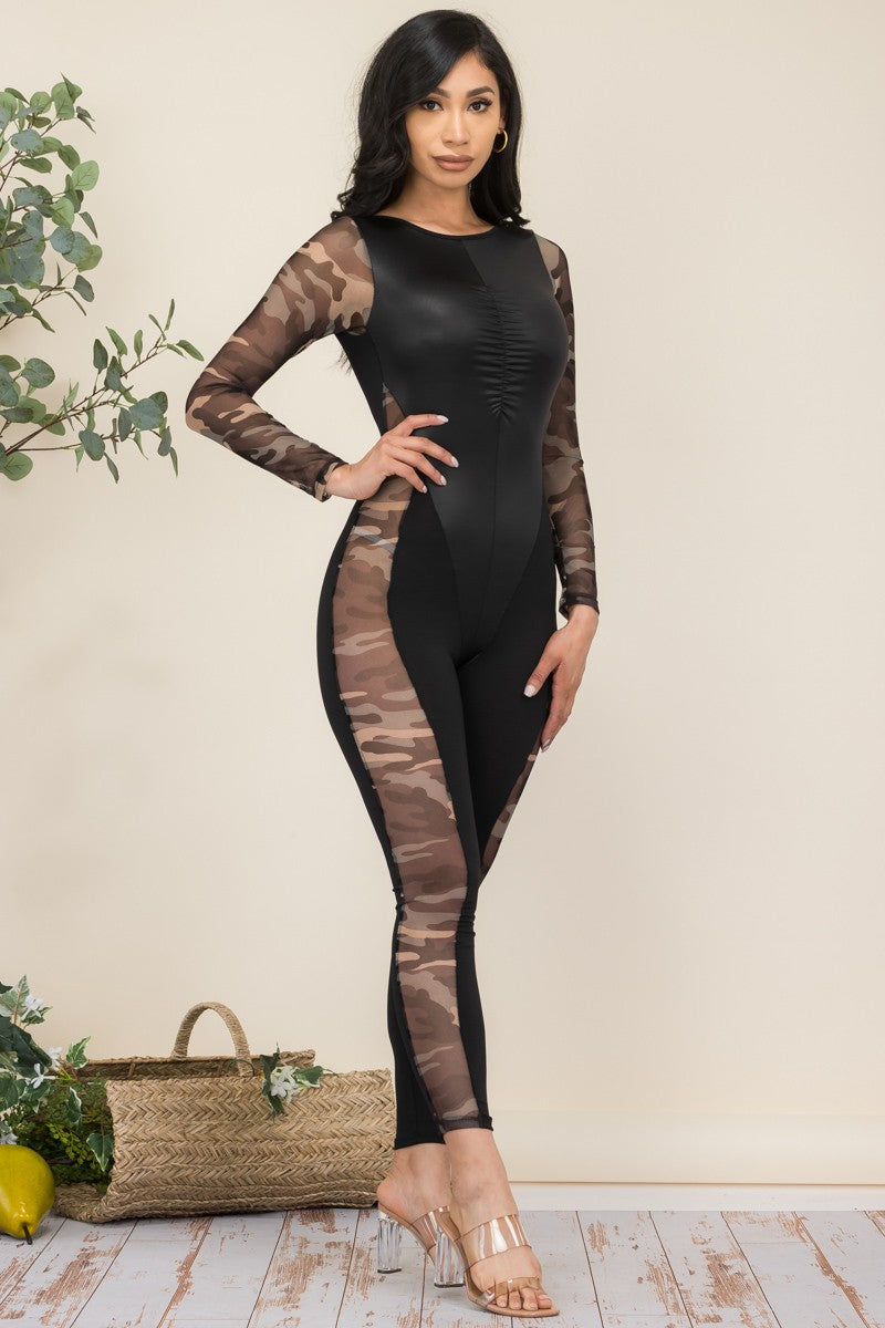 HH632R-AST - FAUX LEATHER JUMPSUIT