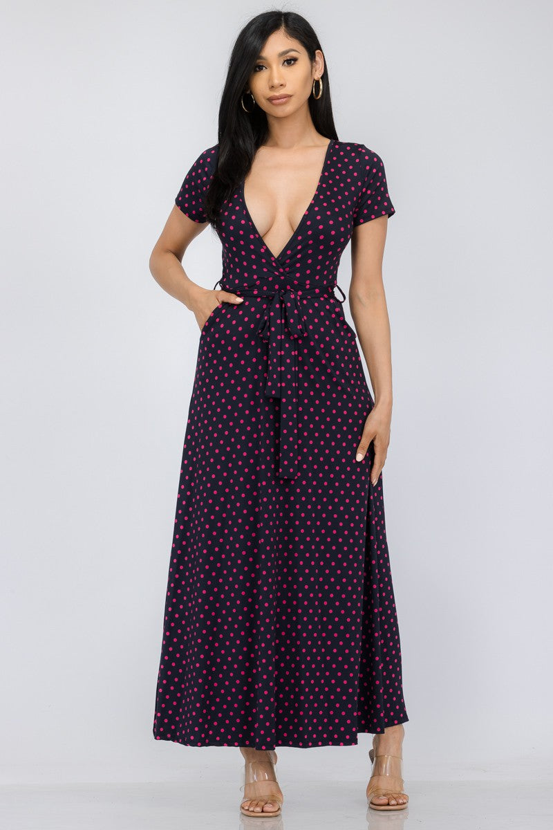 HH517X-PD - SHORT SLEEVE MAXI DRESS