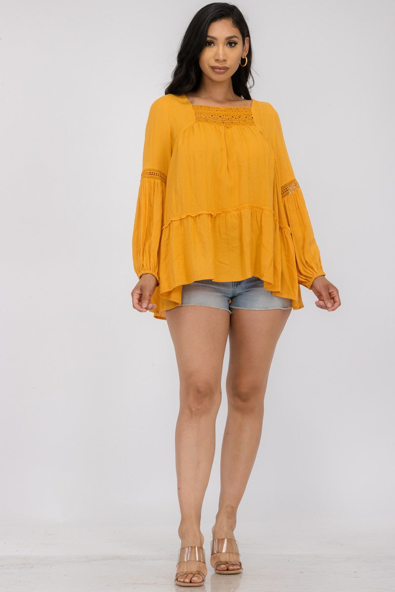 IT12944 - BLUSA MANGA LARGA BORDADA