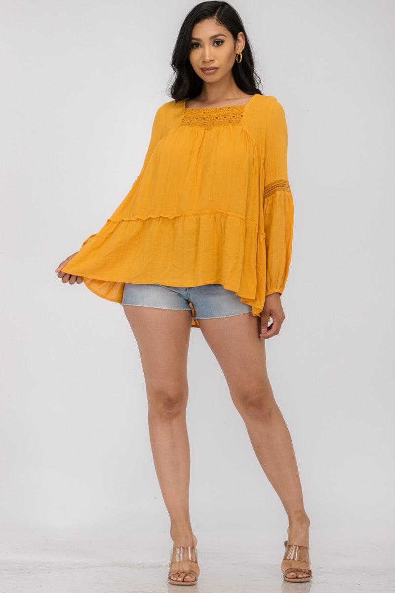 IT12944 - BLUSA MANGA LARGA BORDADA