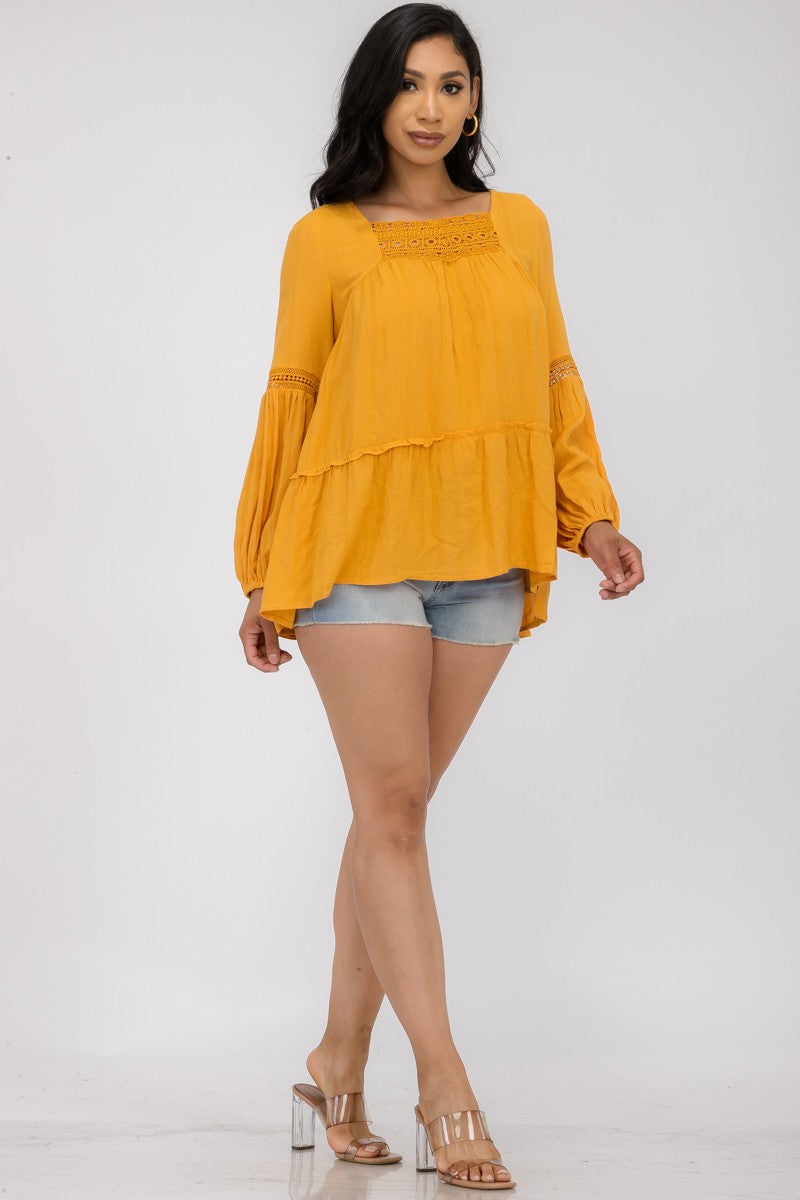 IT12944 - BLUSA MANGA LARGA BORDADA