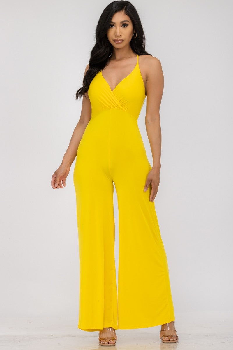 HH689X-SL - FLARE PANT SLEEVELESS JUMPSUIT