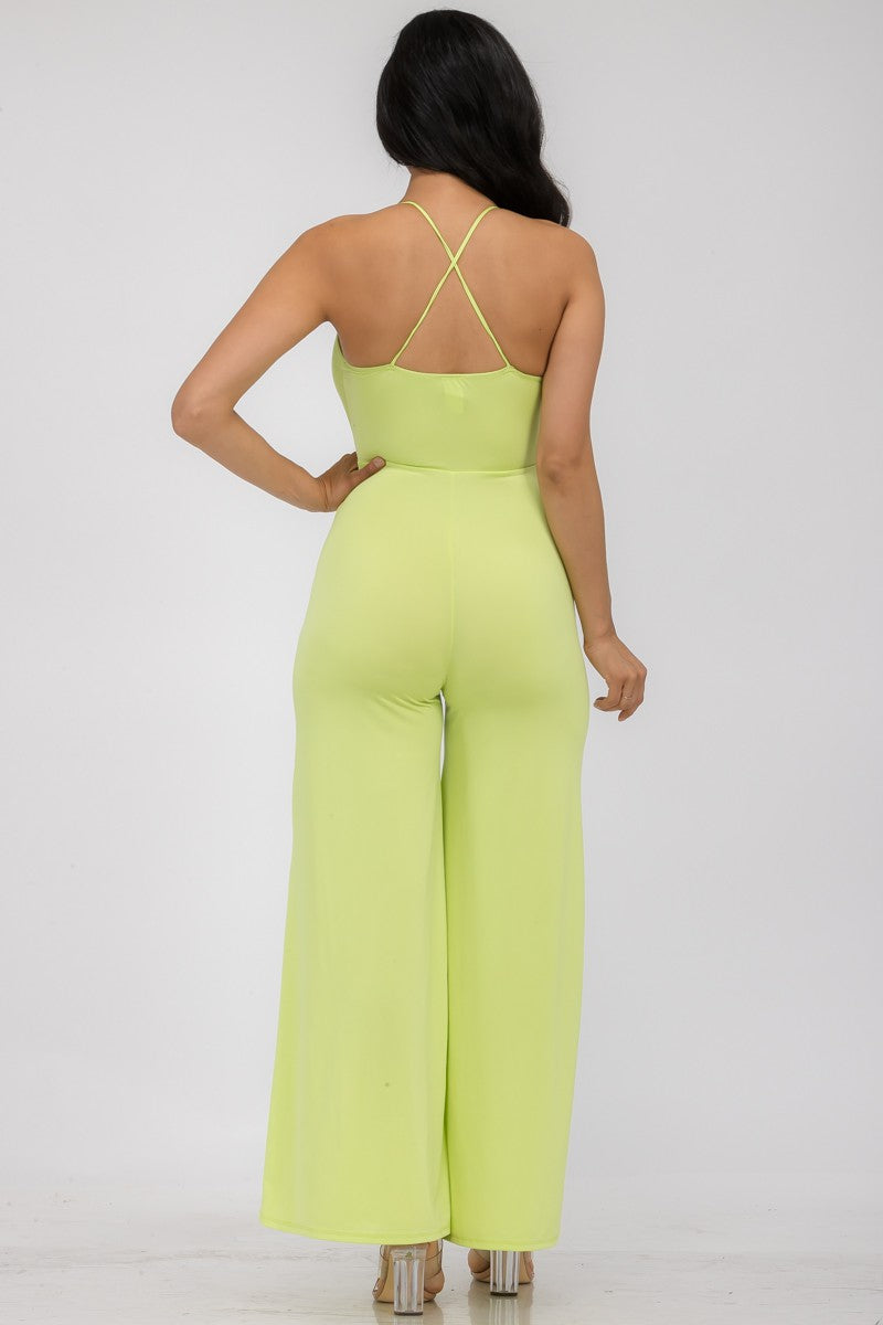 HH689X-SL - FLARE PANT SLEEVELESS JUMPSUIT