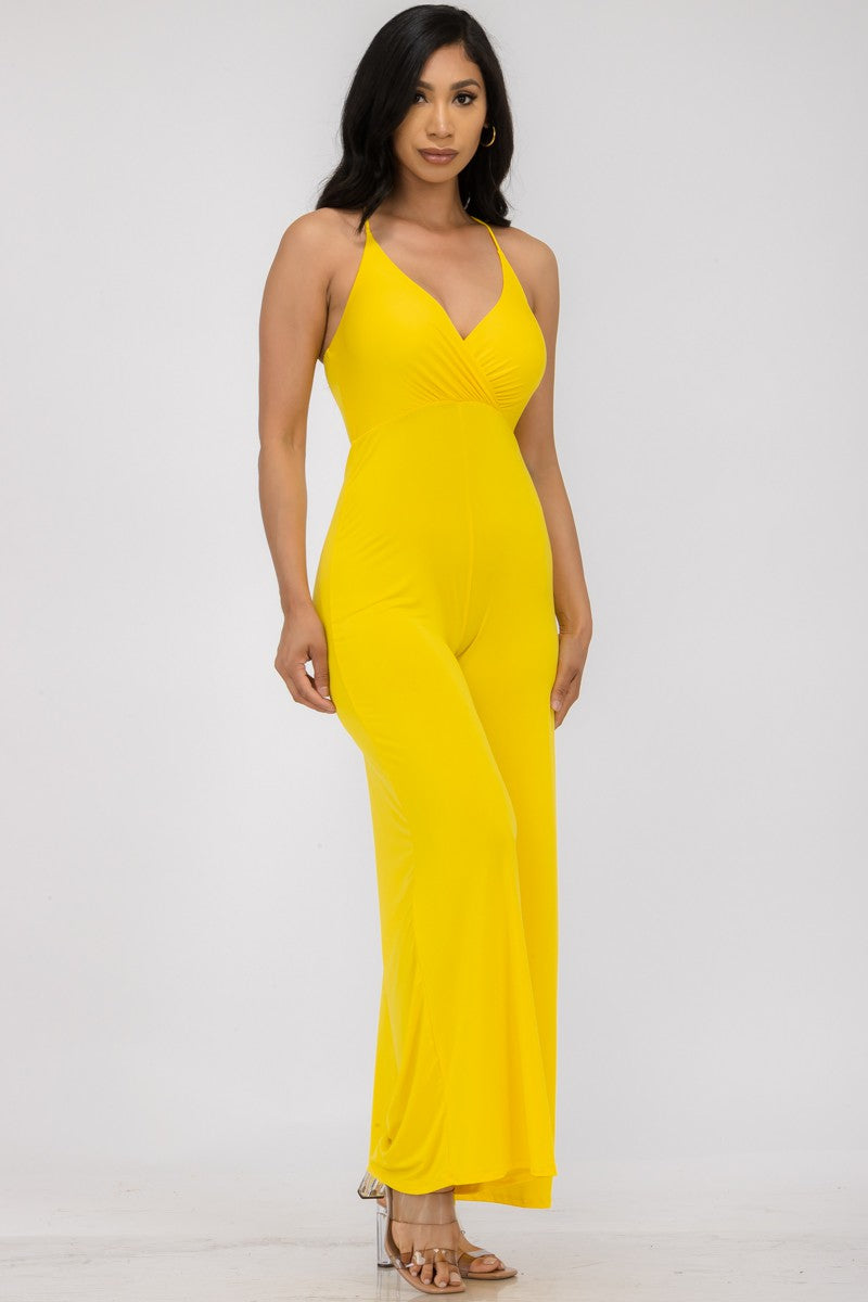 HH689X-SL - FLARE PANT SLEEVELESS JUMPSUIT