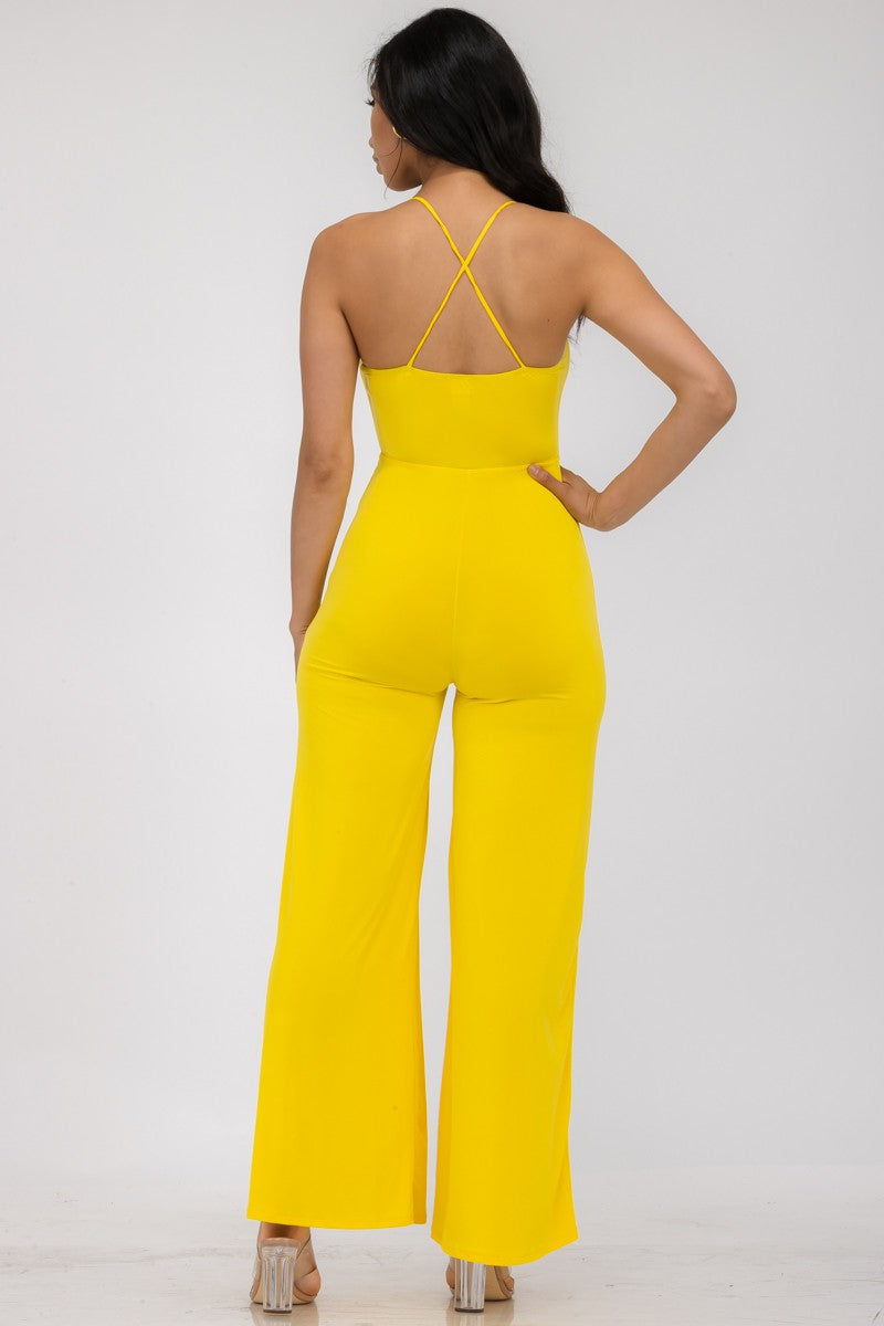 HH689X-SL - FLARE PANT SLEEVELESS JUMPSUIT