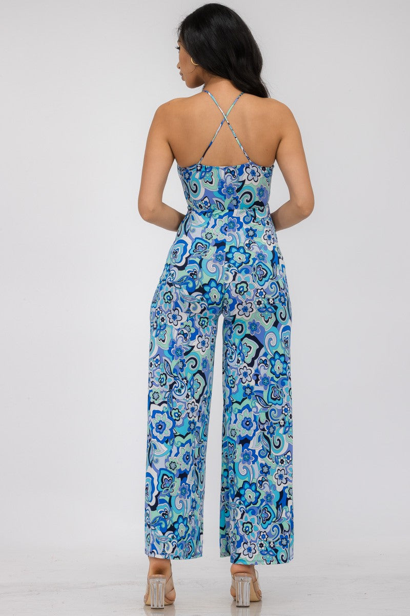 HH689X-FL - FLARE PANT SLEEVELESS JUMPSUIT