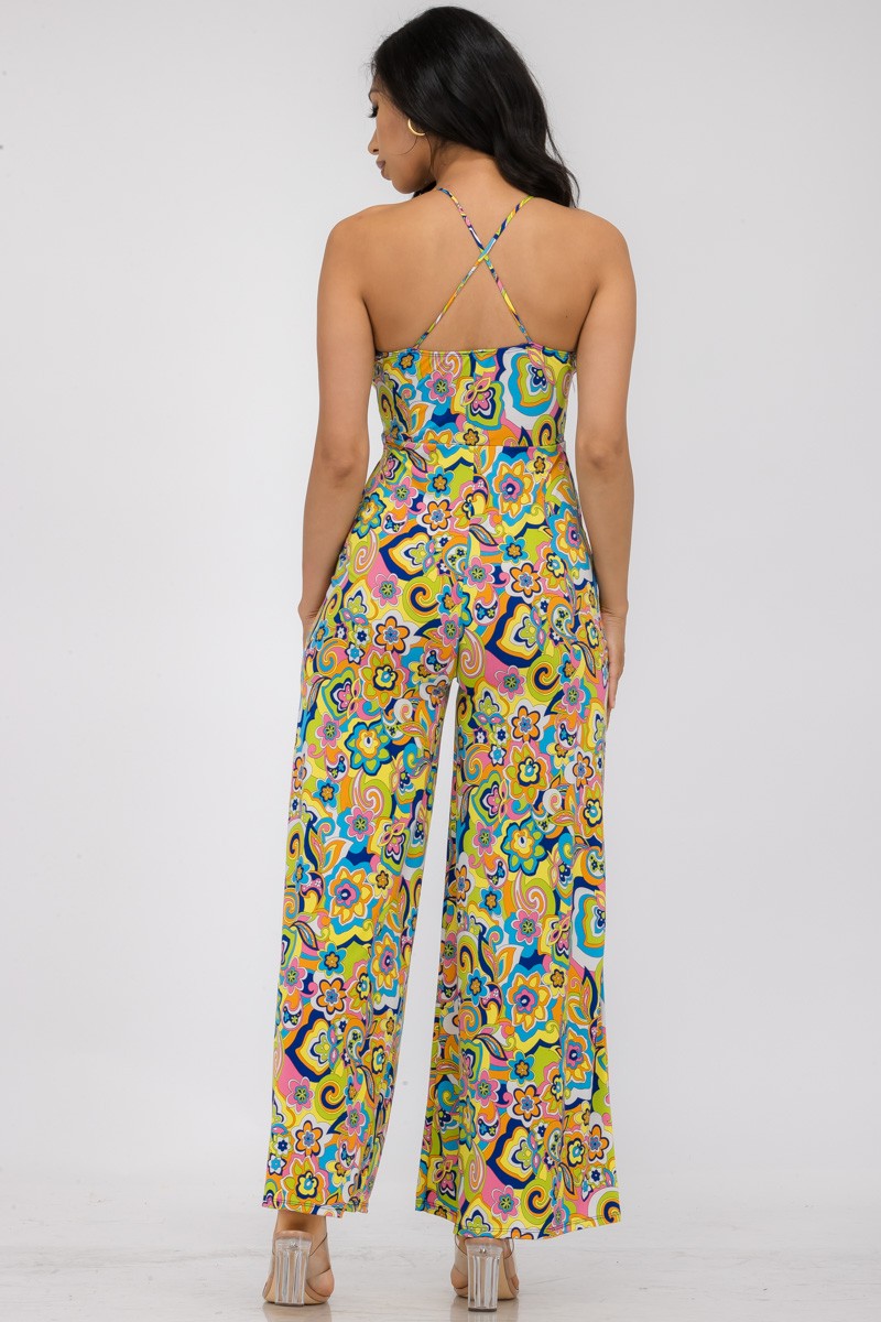 HH689X-FL - FLARE PANT SLEEVELESS JUMPSUIT