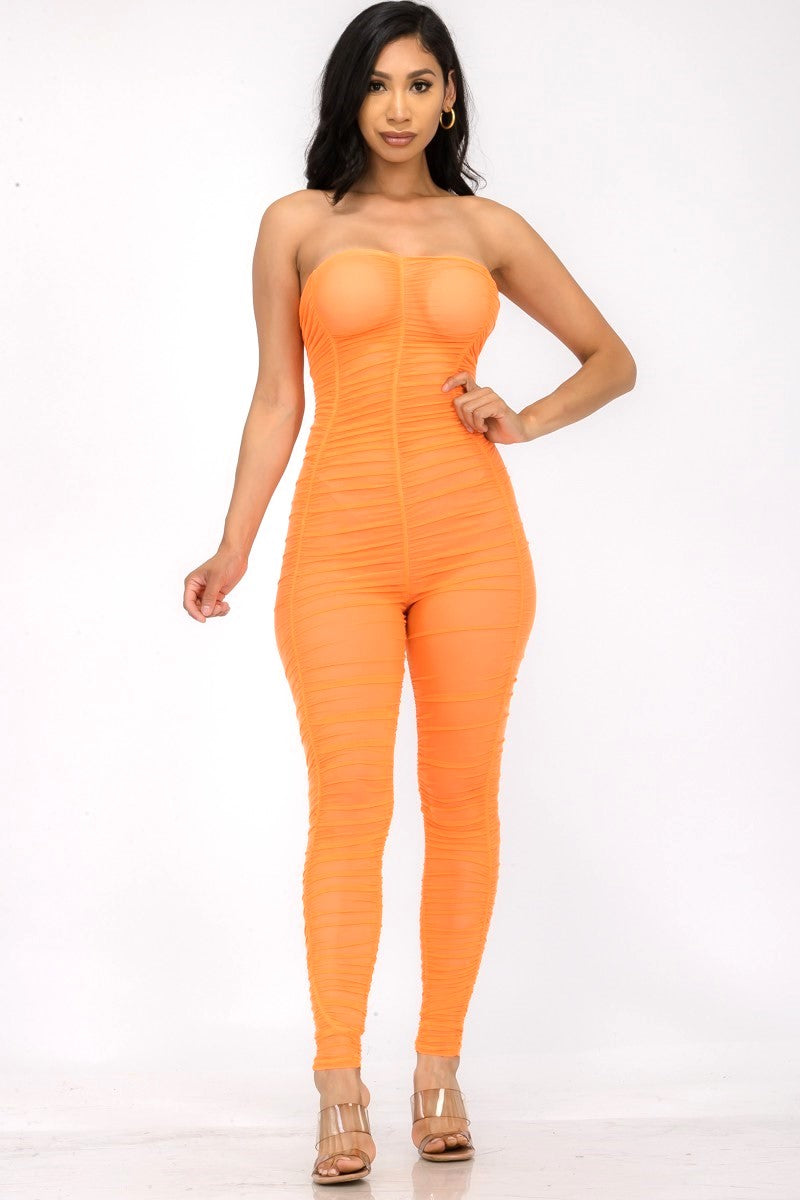 JP1563 - JUMPSUIT TIRANTES MALLA Fruncidos