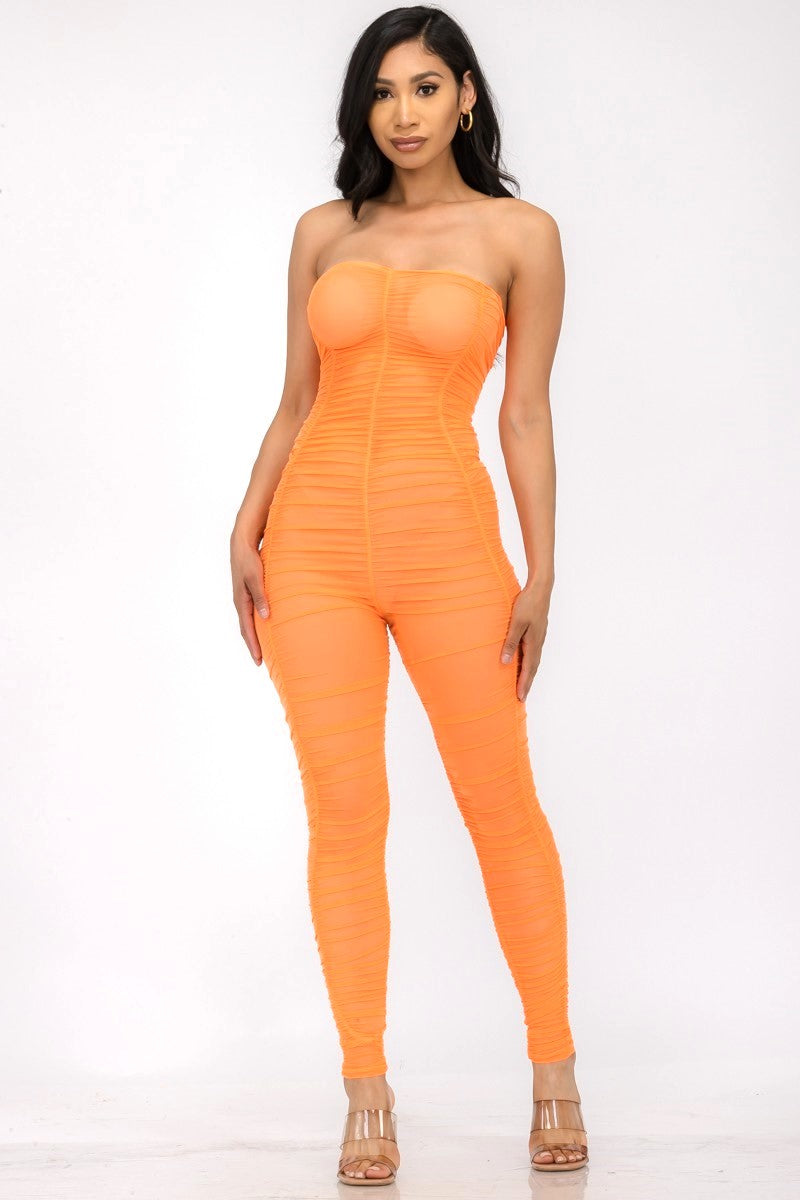 JP1563 - JUMPSUIT TIRANTES MALLA Fruncidos