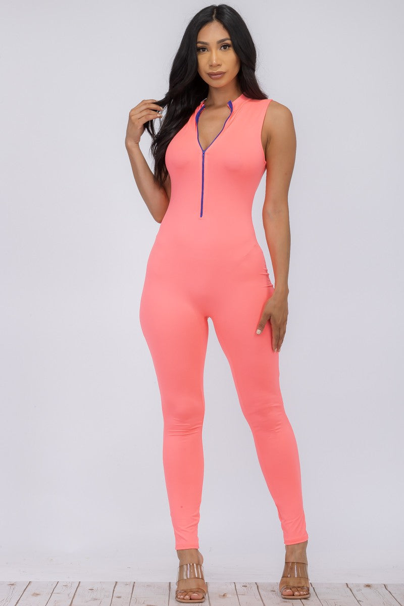 HH625X-SL - SLEEVELESS MOCK NECKLINE JUMPSUIT