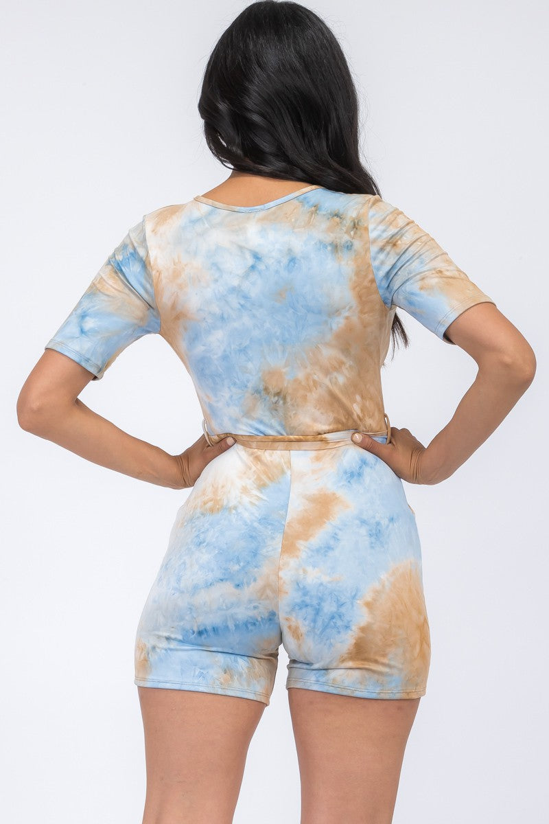 HH529X-TD - SHORT SLEEVE TIE DYE ROMPER