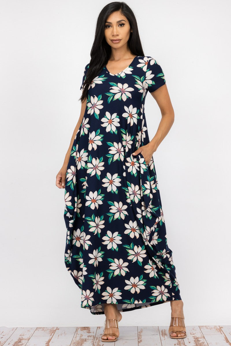 HH645X-FL - SHORT SLEEVE MAXI DRESS