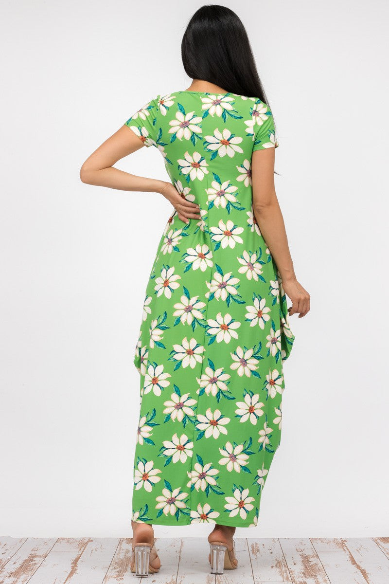 HH645R-FL - SHORT SLEEVE MAXI DRESS