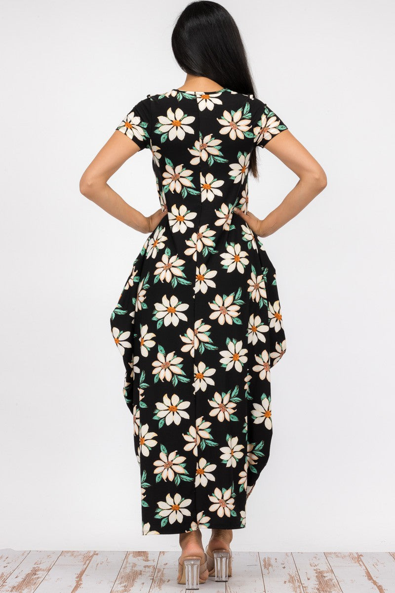 HH645R-FL - SHORT SLEEVE MAXI DRESS