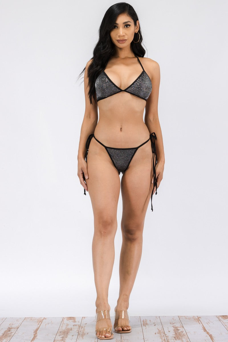 T11287 - 2 PC METALLIC SWIMSUIT