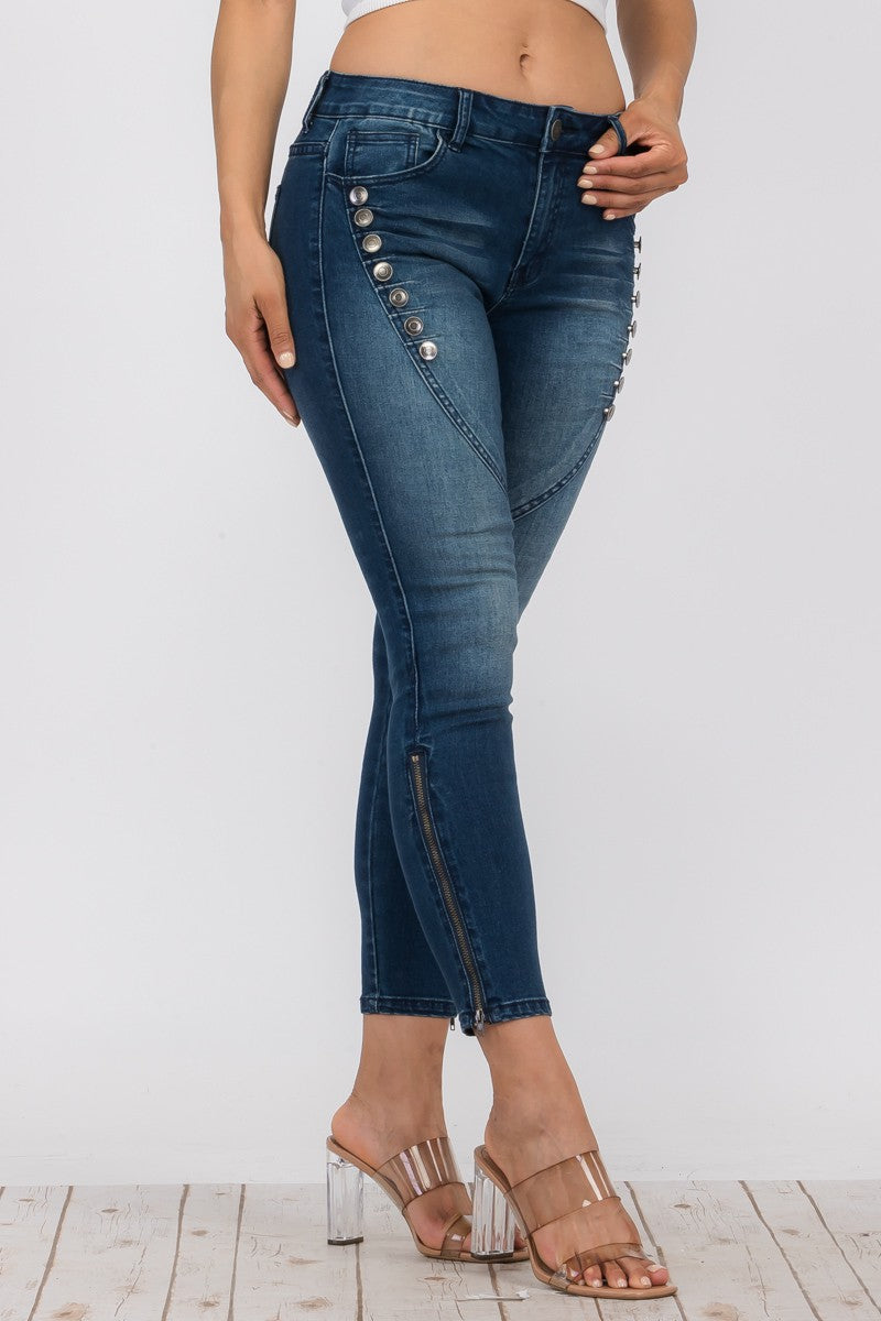 LP-40114B - MID RISE SKINNY JEANS