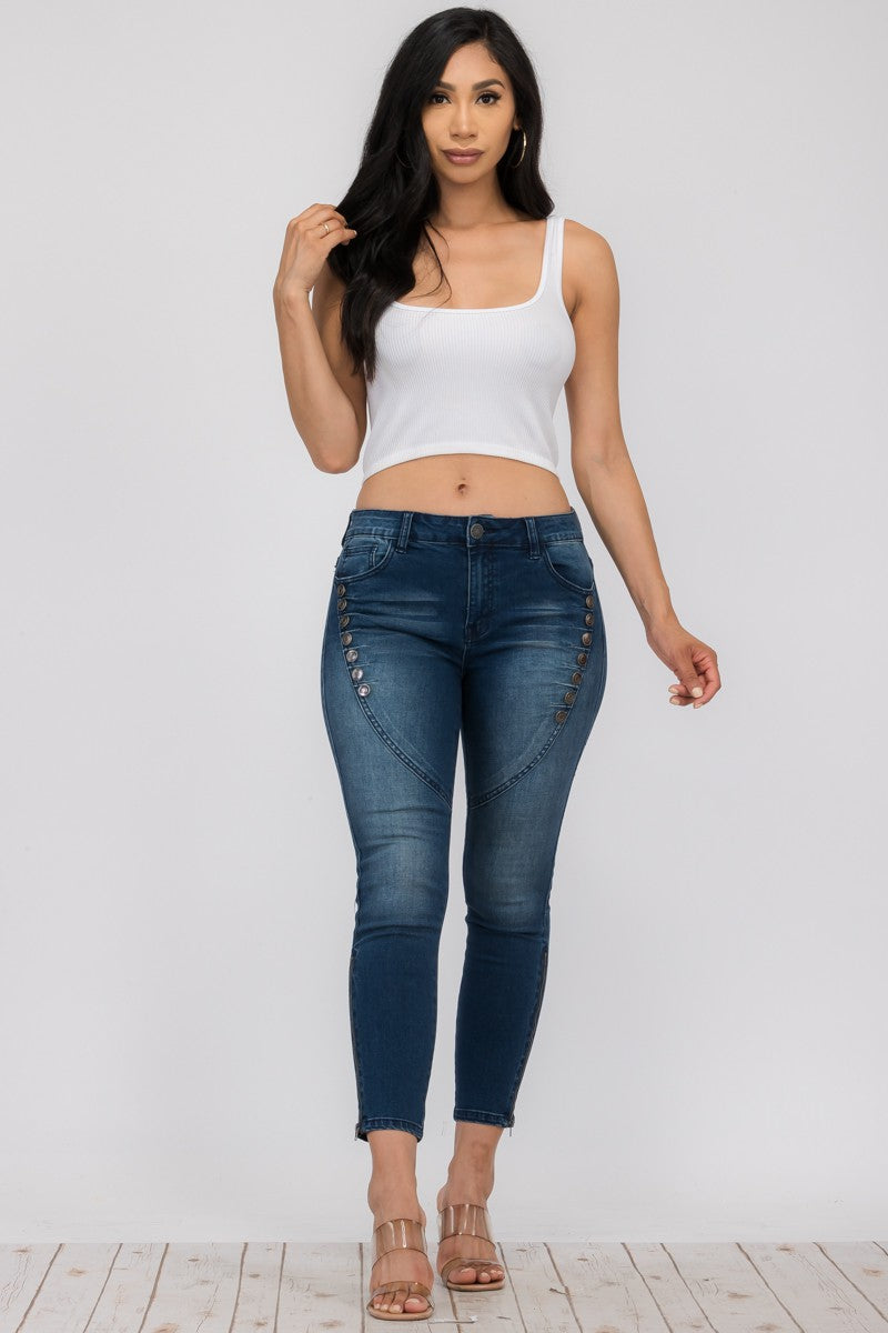 LP-40114B - MID RISE SKINNY JEANS