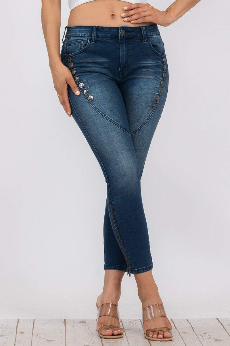 LP-40114B - MID RISE SKINNY JEANS