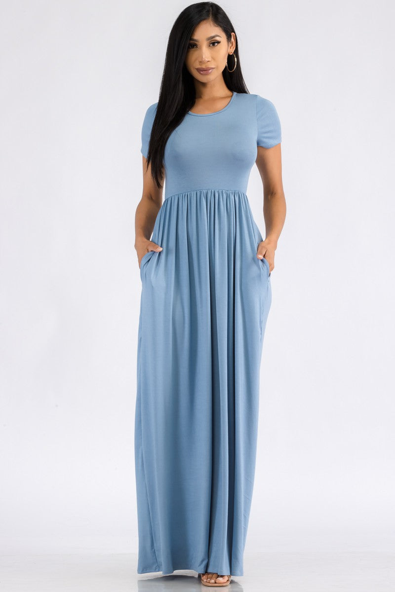 HH464X-SL - SHORT SLEEVE MAXI DRESS