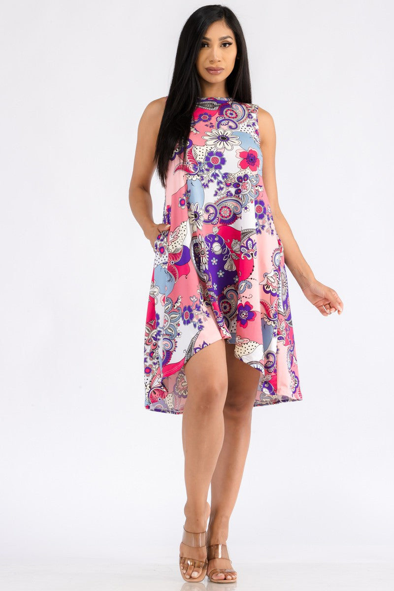 HH696X-PAISLEY - RELAXED FIT SLEEVELESS DRESS