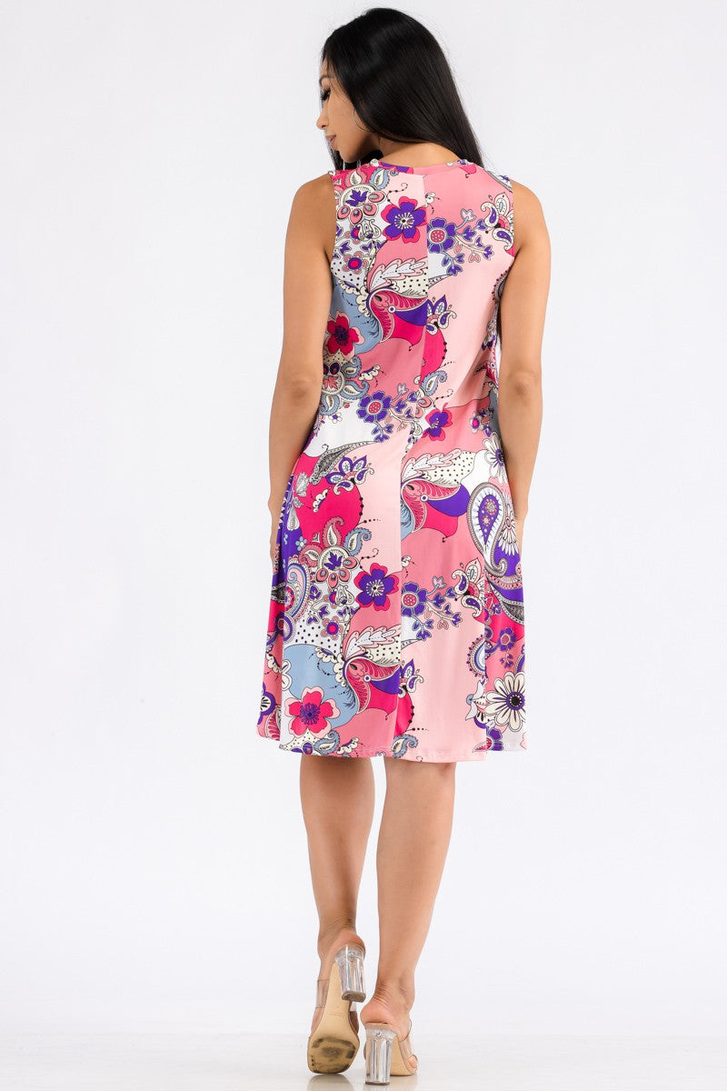 HH696R-PAISLEY - RELAXED FIT SLEEVELESS DRESS