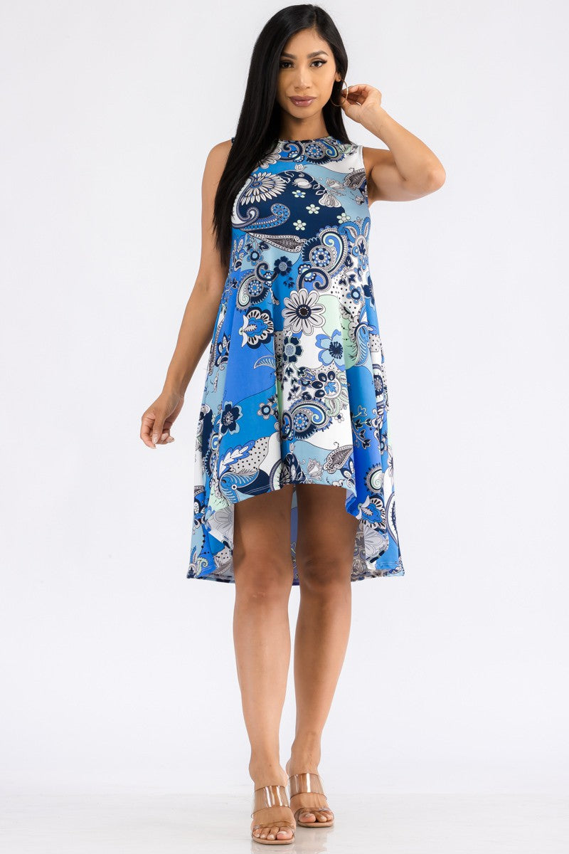 HH696R-PAISLEY - RELAXED FIT SLEEVELESS DRESS