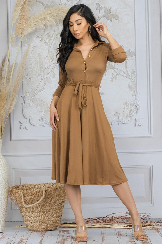 HH649X-SL - MIDI BUTTON FRONT DRESS