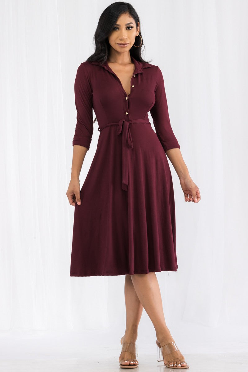 HH649X-SL - MIDI BUTTON FRONT DRESS