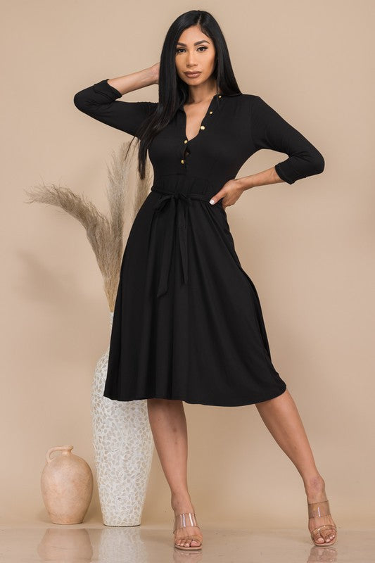 HH649X-SL - MIDI BUTTON FRONT DRESS