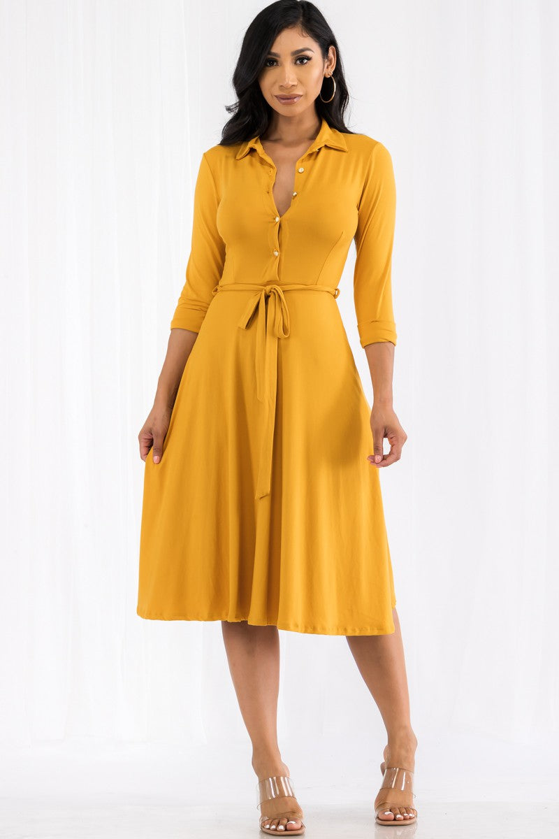 HH649X-SL - MIDI BUTTON FRONT DRESS