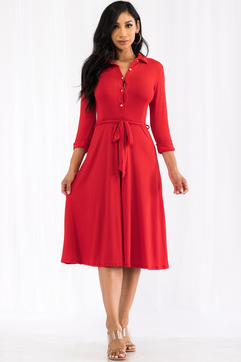 HH649X-SL - MIDI BUTTON FRONT DRESS