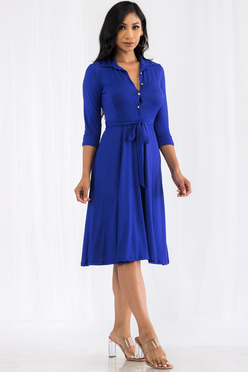 HH649X-SL - MIDI BUTTON FRONT DRESS