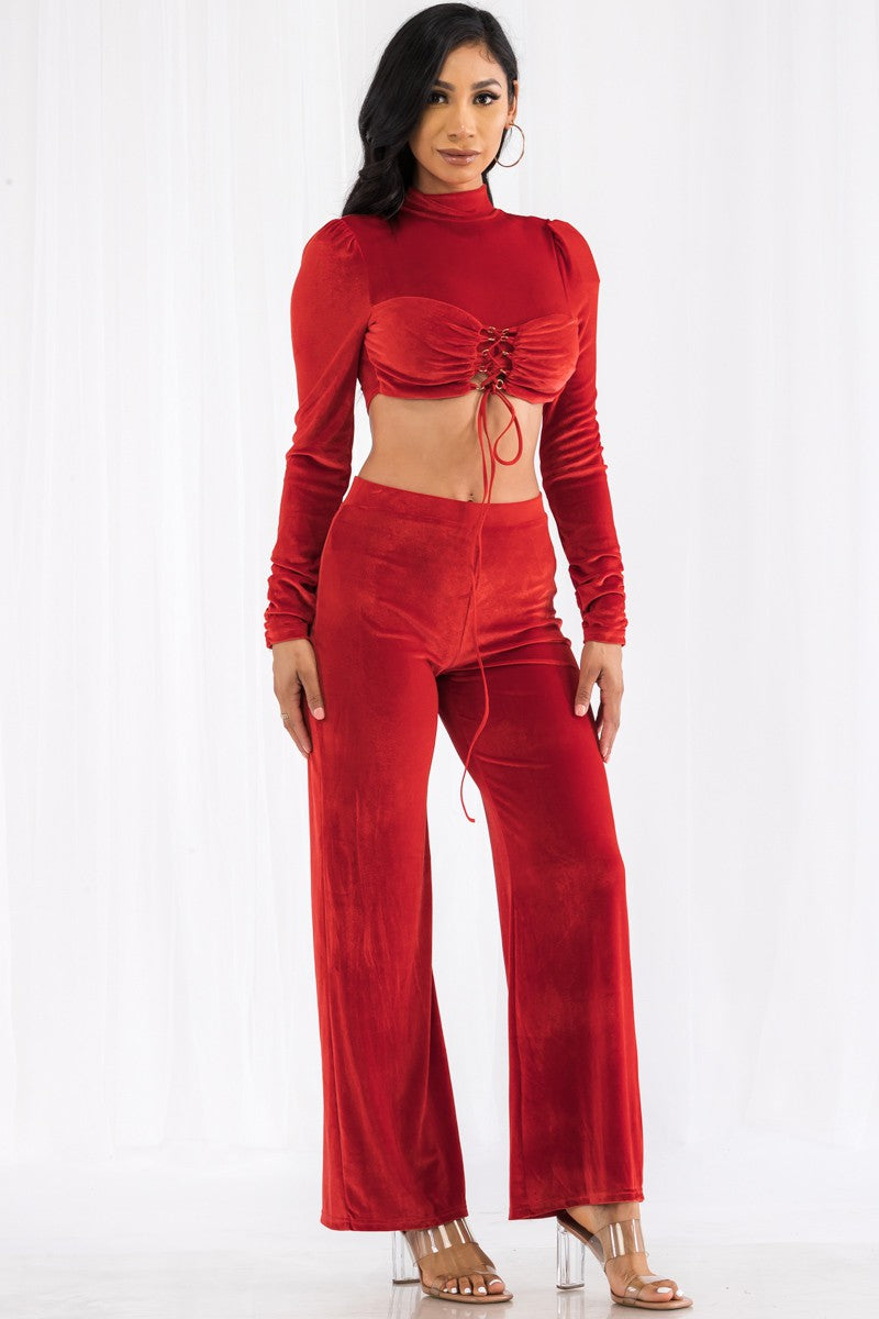 MTP7394 - 2 PC VELVET TOP AND PANT SET