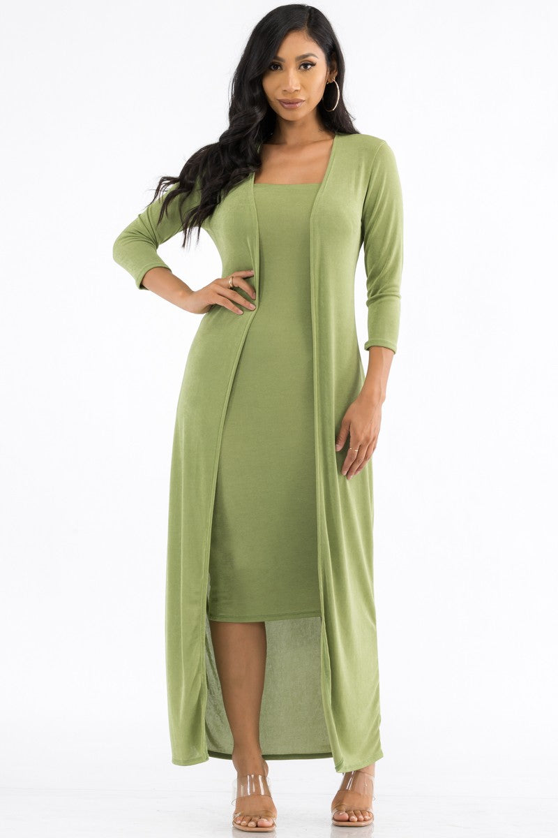 HH636X-SOLID - 2 PC TUBE DRESS AND DUSTER
