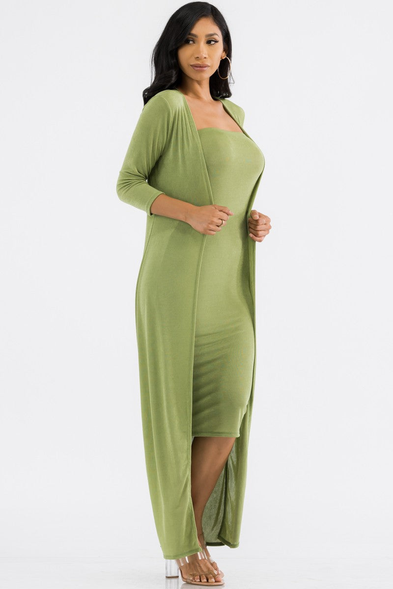 HH636X-SOLID - 2 PC TUBE DRESS AND DUSTER