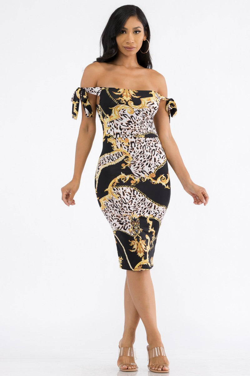 HH705R-VERS - OFF THE SHOULDER TIE DRESS