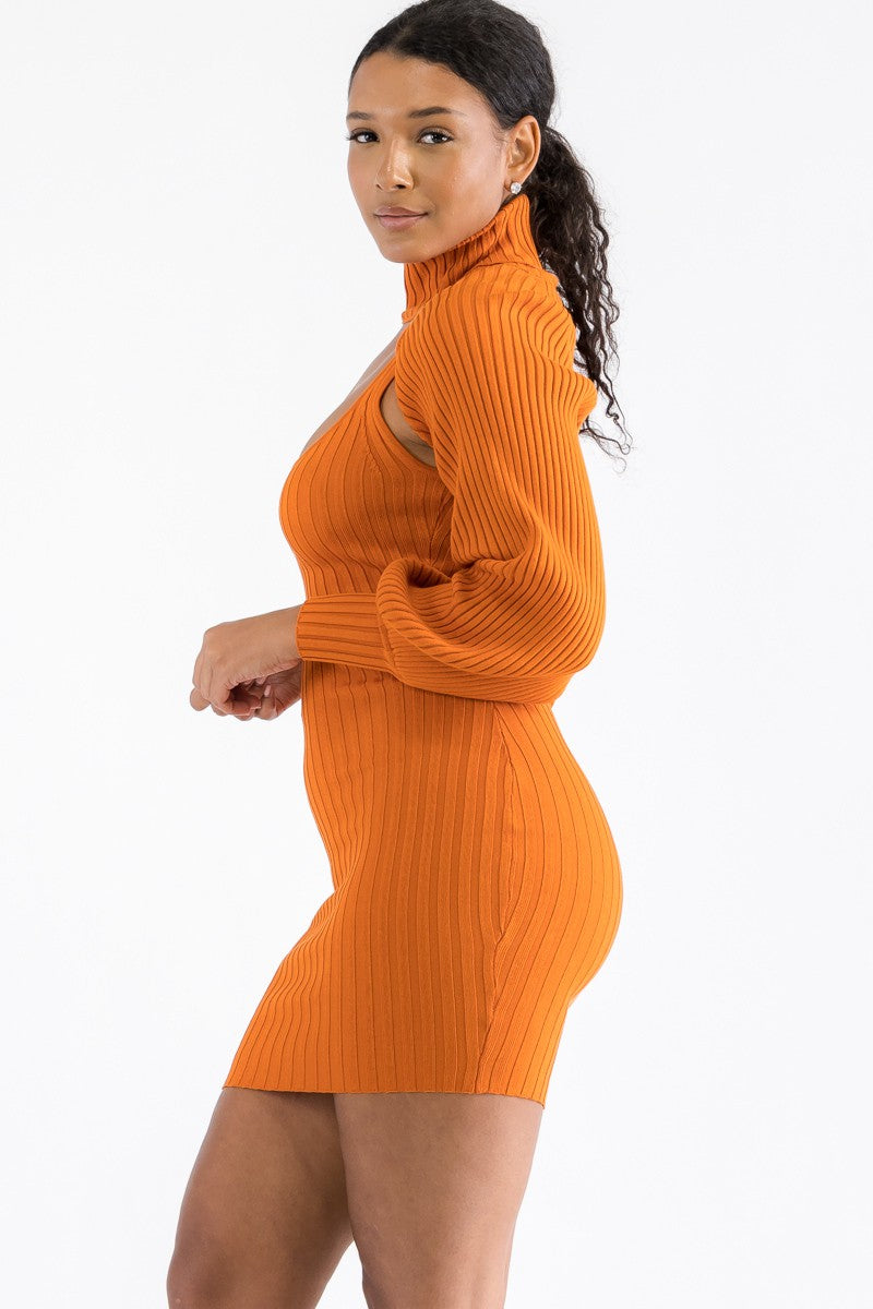 22625 - 2PC LONG SLEEVE CROP SWEATER AND DRESS