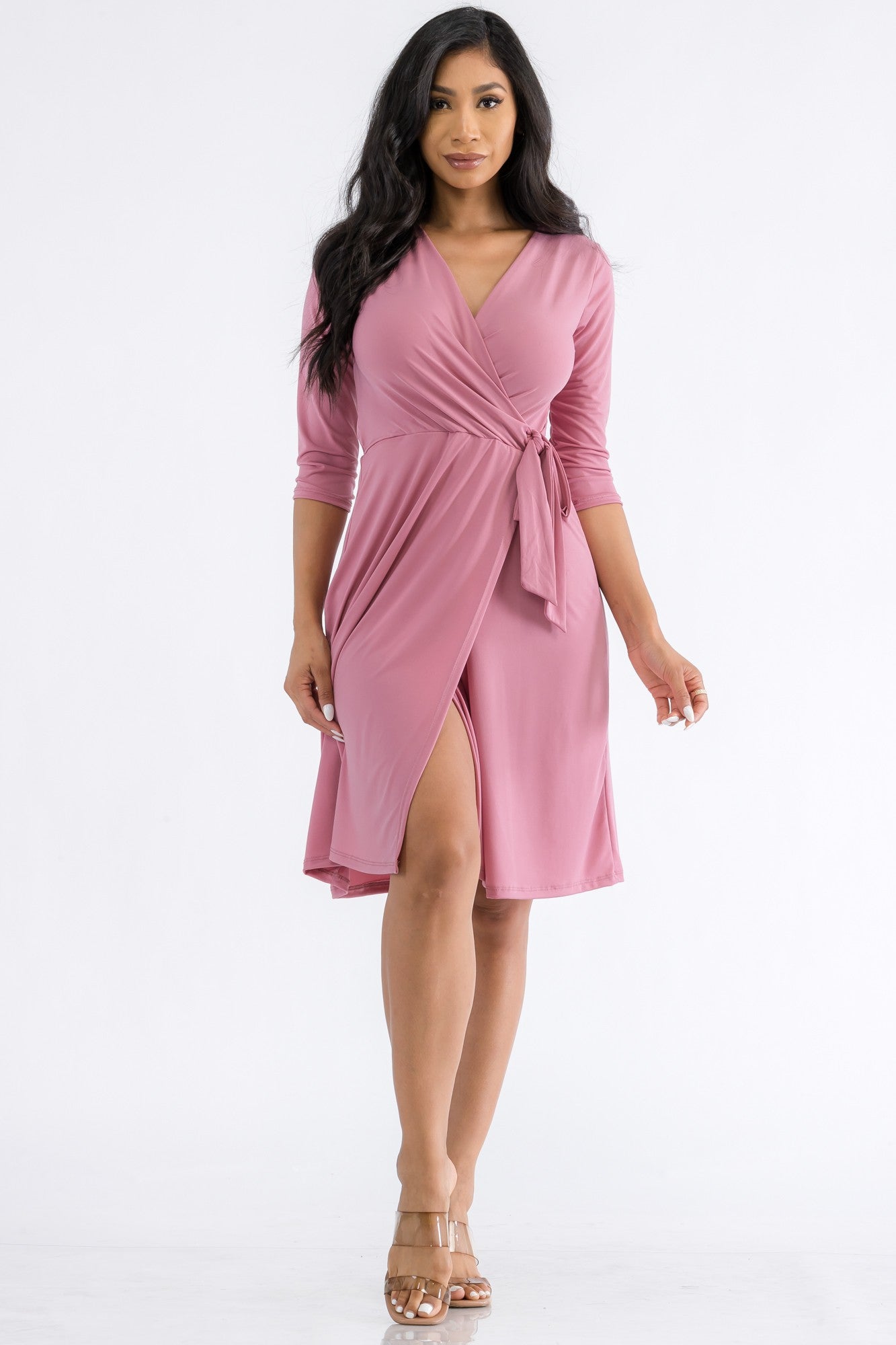 HH467R-SOL - SLIDE SLIT COCKTAIL DRESS