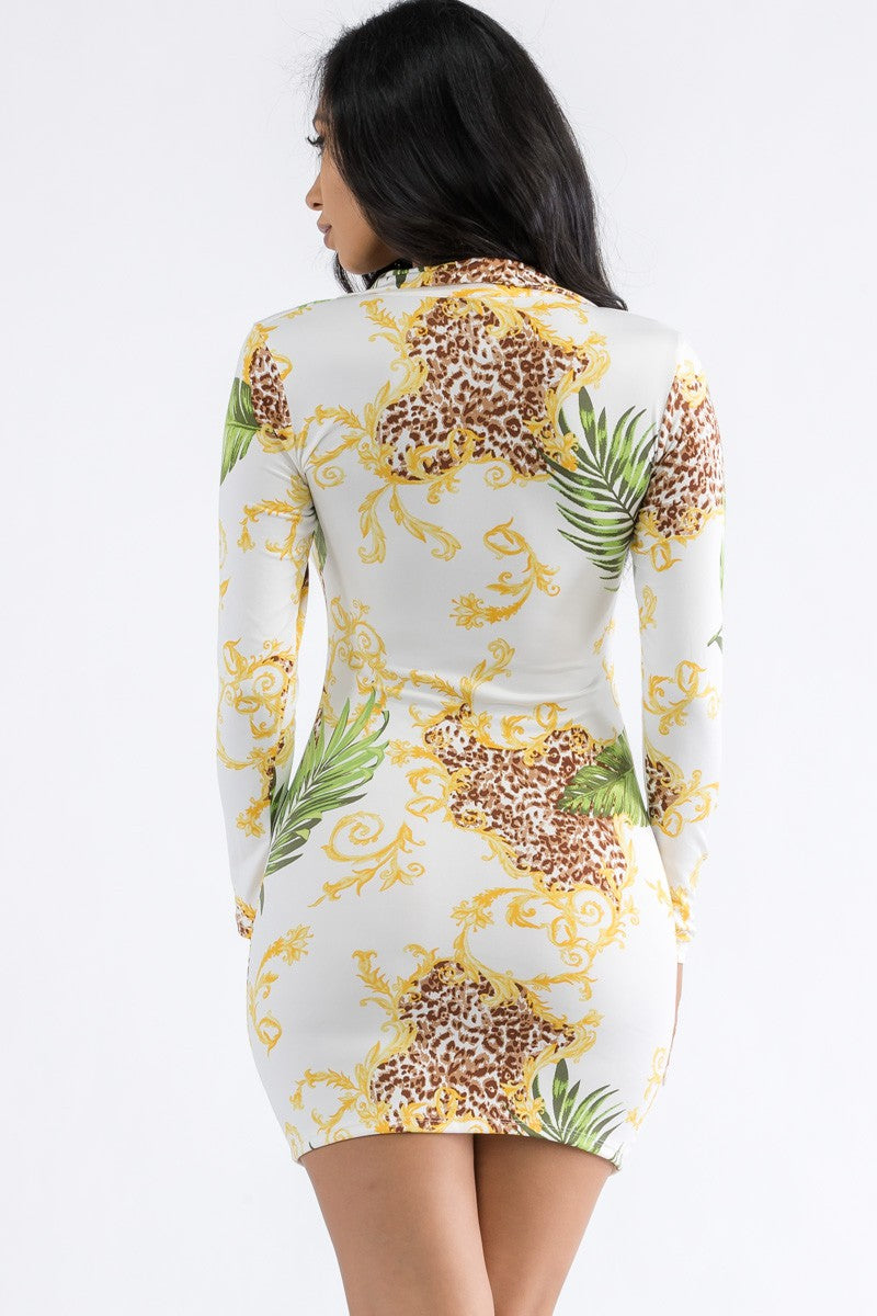HH664X-PALM - BUTTON DOWN MINI DRESS
