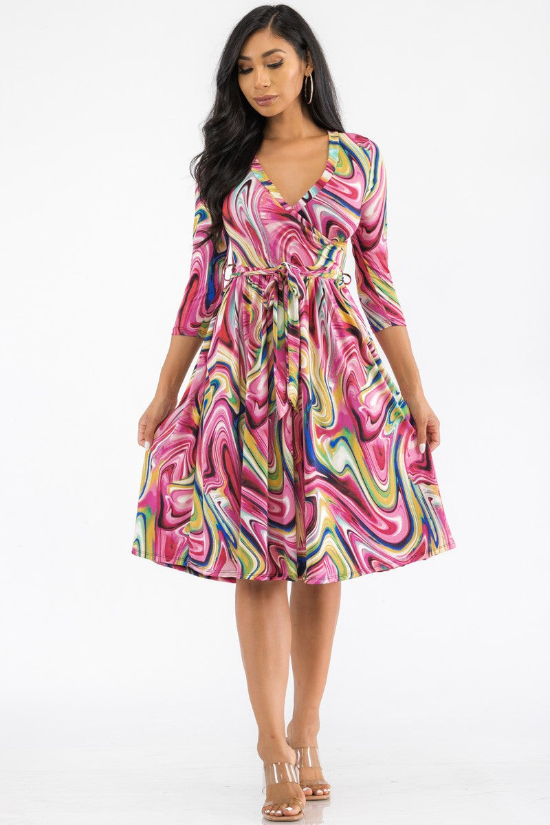 HH710R-SWIRL - VESTIDO CRUZADO MIDI